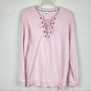VICTORIA'S SECRET PINK Campus Crew Lace Up Oversized Sweatshirt - Size S